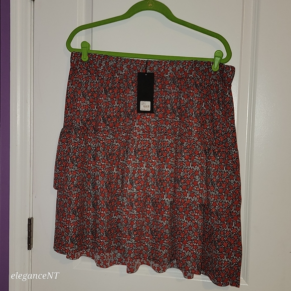 Lane Bryant 2 Layer Ruffle Starry Red/Black/White Lined Skirt Sz: 14/16 NWT - Picture 10 of 10